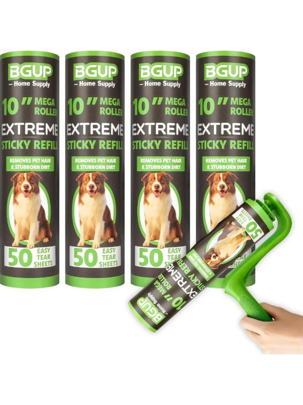 Extra Sticky Lint Roller Refills - 10 Inch, 200 Sheets, 4 Rolls for Pet Hair